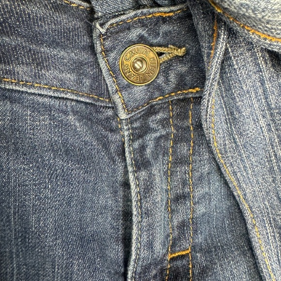 Calvin Klein Jeans Paper Bag Waist Tie Ankle Jogger Cuff Blue Denim Pants Size 8 - Picture 3 of 10